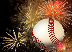 image of baseball and fireworks